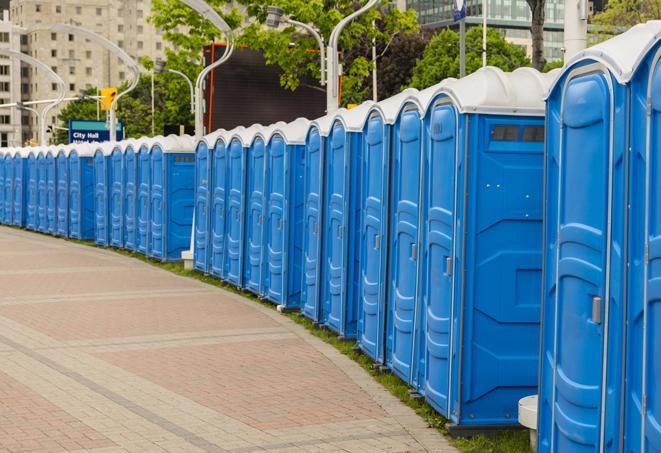 spacious portable restrooms equipped with hand sanitizer and waste disposal units in Alexandria